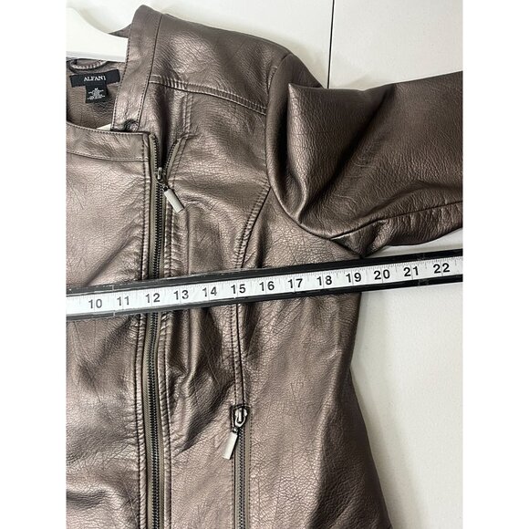 Alfani Metallic Faux Leather Moto Jacket Size Medium - Picture 9 of 16